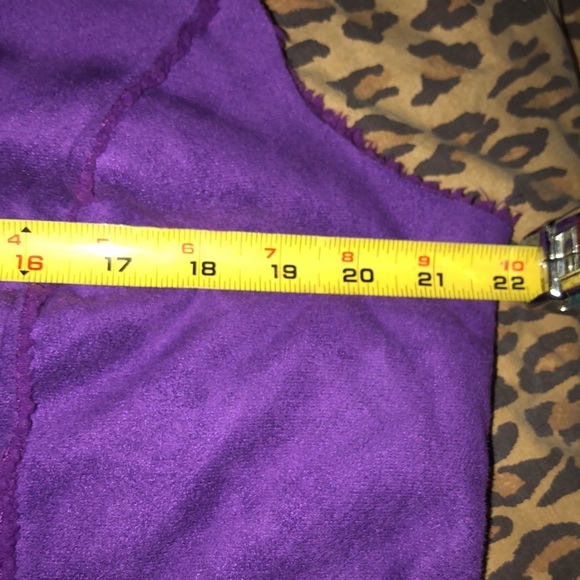 Chico’s size 12 purple faux suede /shearling vest, super cute with  denim - Picture 7 of 16